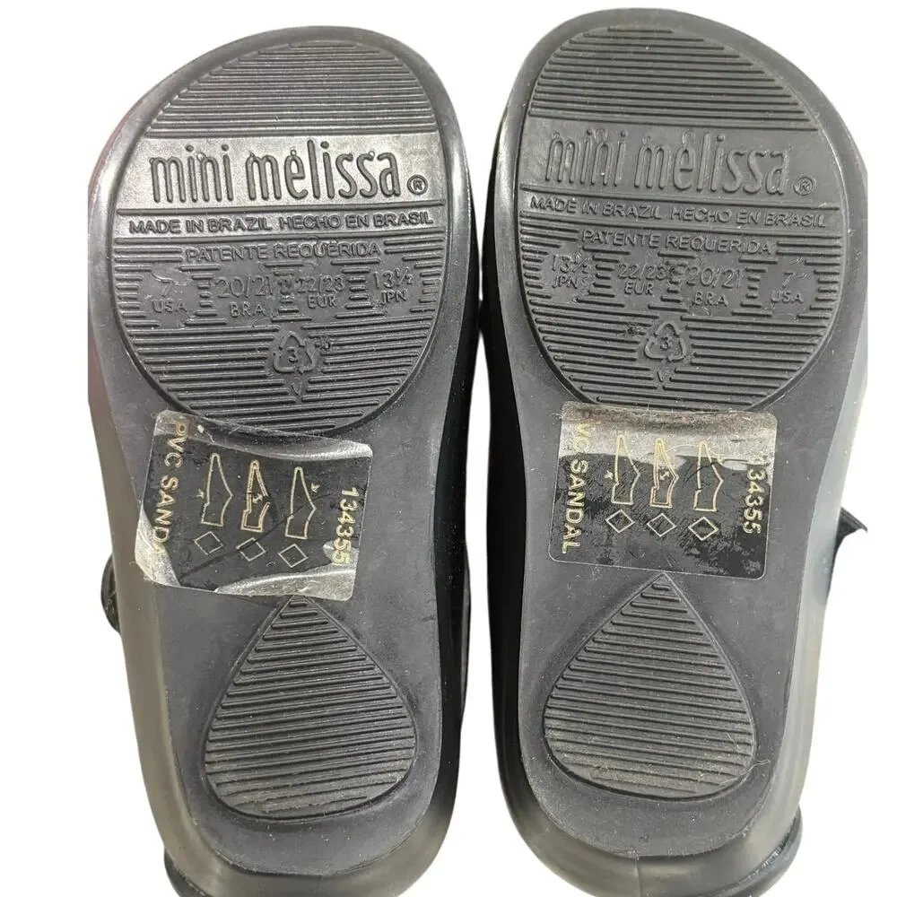Mini Melissa Black Cat Mary Jane Shoes Toddler Size 7C Kitty Ballet Flats